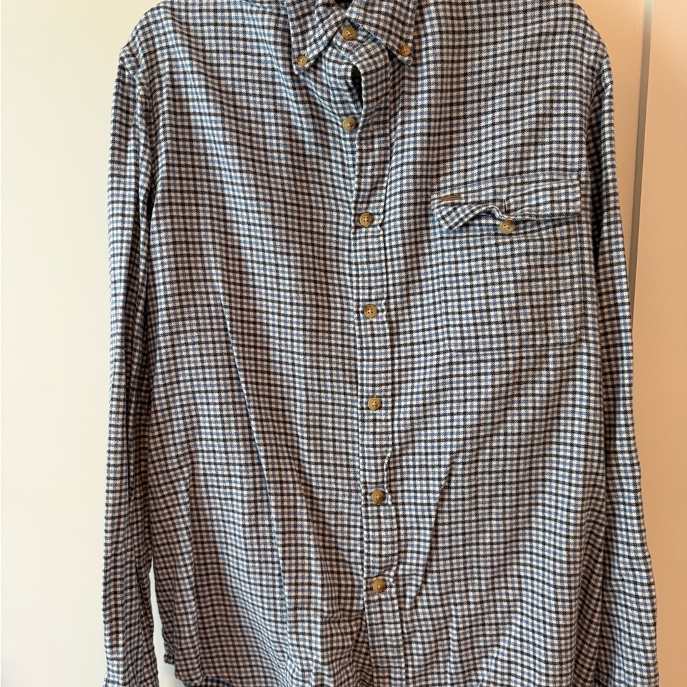 Men's flannel Ralph Lauren Blue and White Check Button-Down Shirt